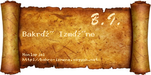 Bakró Izméne névjegykártya